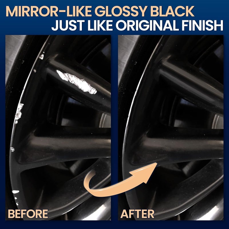 cocomfix Gloss Black Rim Touch Up Paint, Rim Paint, Car Wheel Scratch Repair Kit for Curb Rash & Scratches, Universal Gloss Black Enamel paint for Alloy/Metal rims (1 fl oz), Scratch Resistant, Covers 1 Sq Ft - Image 3